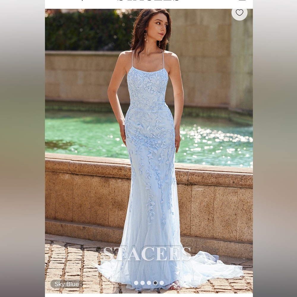 Light Blue Lace Prom Dress